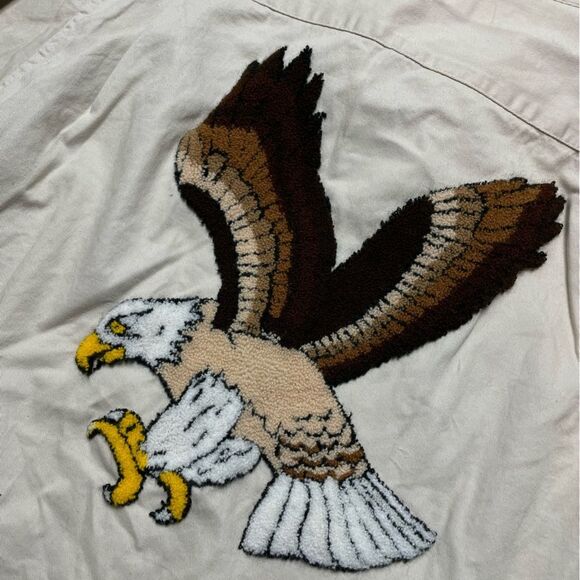 NWT RARE VINTAGE WRANGLER Eagle Logo Button Down Shirt Cream Size Large - Picture 2 of 10